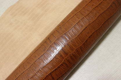 ds70円！[ブラウン]新入荷 イタリアンレザー 牛革 ヌメ革 ショルダー クロコ型押し 113ds