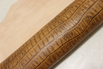 ds70円！[ナチュラルブラウン]新入荷 イタリアンレザー 牛革 ヌメ革 ショルダー クロコ型押し 117ds