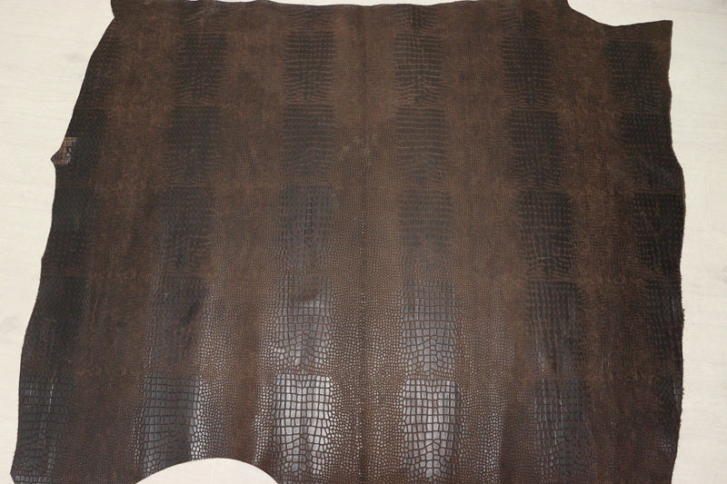 ds70円！[ヴィンテージブラウン]クラフトの定番 イタリアンレザー 牛革 ヌメ革 ショルダー クロコ型押し 120ds