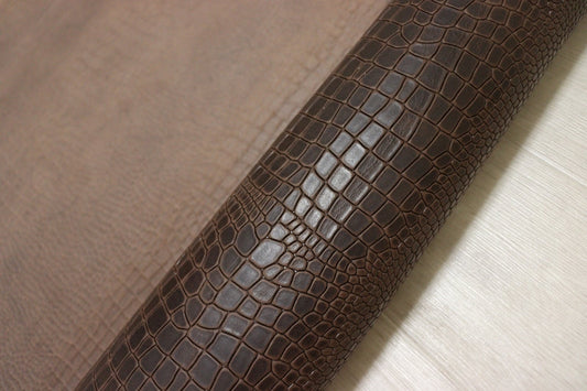 ds70円！[ヴィンテージブラウン]クラフトの定番 イタリアンレザー 牛革 ヌメ革 ショルダー クロコ型押し 120ds