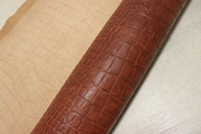 ds70円！[レッドブラウン]新入荷 イタリアンレザー 牛革 ヌメ革 ショルダー クロコ型押し 120ds