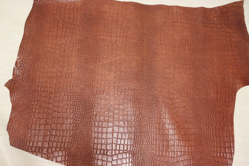 ds70円！[レッドブラウン]新入荷 イタリアンレザー 牛革 ヌメ革 ショルダー クロコ型押し 120ds