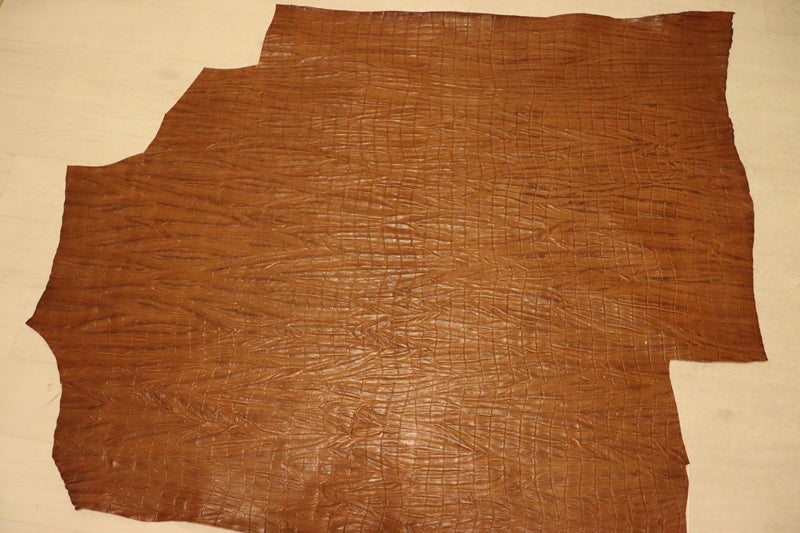 ds70円！[キャメルブラウン]新入荷 イタリアンレザー 牛革 ヌメ革 ショルダー 絞り加工×クロコ型押し 上質 122ds