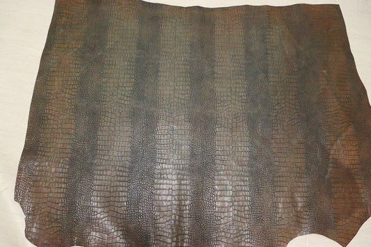 ds70円！[カーキ]新入荷 イタリアンレザー 牛革 ヌメ革 ショルダー クロコ型押し 129ds