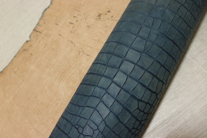 ds70円！[ブルー]新入荷 イタリアンレザー 牛革 ヌメ革 ショルダー クロコ型押し 130ds