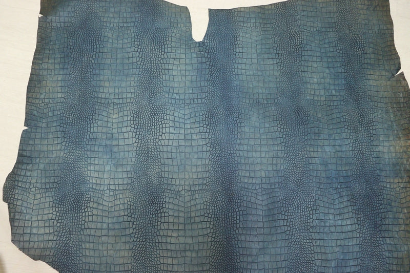 ds70円！[ブルー]新入荷 イタリアンレザー 牛革 ヌメ革 ショルダー クロコ型押し 130ds