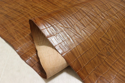 ds70円！[キャメルブラウン]新入荷 イタリアンレザー 牛革 ヌメ革 ショルダー クロコ型押し 絞り加工 132ds