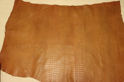 ds70円！[イエローブラウン]新入荷 イタリアンレザー 牛革 ヌメ革 ショルダー クロコ型押し 134ds