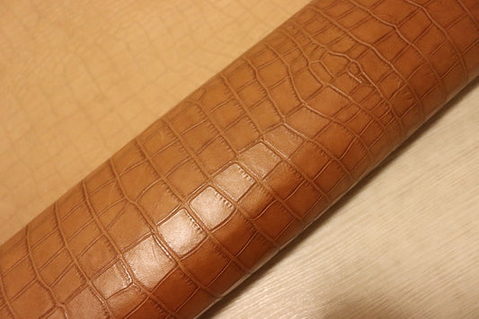 ds70円！[イエローブラウン]新入荷 イタリアンレザー 牛革 ヌメ革 ショルダー クロコ型押し 134ds