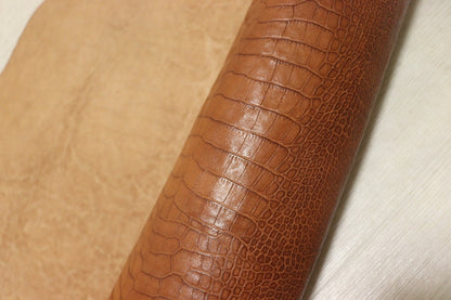 ds70円！[キャメルブラウン]新入荷 イタリアンレザー 牛革 ヌメ革 ショルダー クロコ型押し 135ds