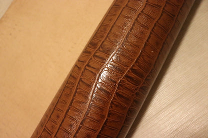 ds70円！[キャメルブラウン]新入荷 イタリアンレザー 牛革 ヌメ革 ショルダー クロコ型押し 上質 137ds