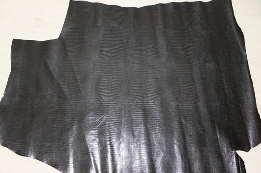 ds70円！[ブラック]新入荷 イタリアンレザー 牛革 ヌメ革 ショルダー リザード型押し 137ds