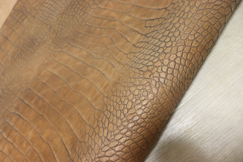 ds70円！[ナチュラルブラウン]新入荷 イタリアンレザー 牛革 ヌメ革 ショルダー クロコ型押し 142ds