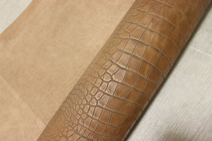 ds70円！[ナチュラルブラウン]新入荷 イタリアンレザー 牛革 ヌメ革 ショルダー クロコ型押し 142ds