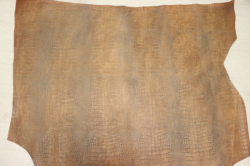 ds70円！[ナチュラルブラウン]新入荷 イタリアンレザー 牛革 ヌメ革 ショルダー クロコ型押し 142ds