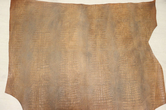 ds70円！[ナチュラルブラウン]新入荷 イタリアンレザー 牛革 ヌメ革 ショルダー クロコ型押し 142ds