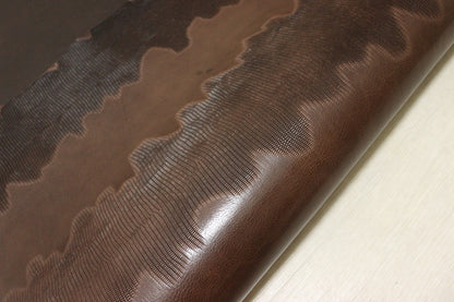 ds70円！[ヴィンテージブラウン]新入荷 イタリアンレザー 牛革 ヌメ革 ショルダー スムース×リザード型押し 142ds