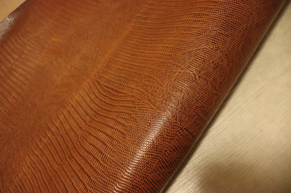 ds70円！[キャメルブラウン]新入荷 イタリアンレザー 牛革 ヌメ革 ショルダー リザード型押し 上質 145ds