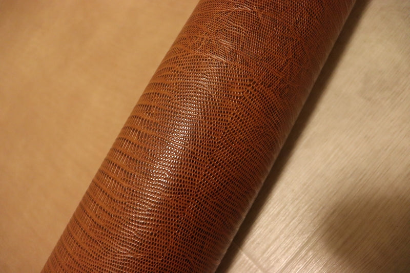 ds70円！[キャメルブラウン]新入荷 イタリアンレザー 牛革 ヌメ革 ショルダー リザード型押し 上質 145ds