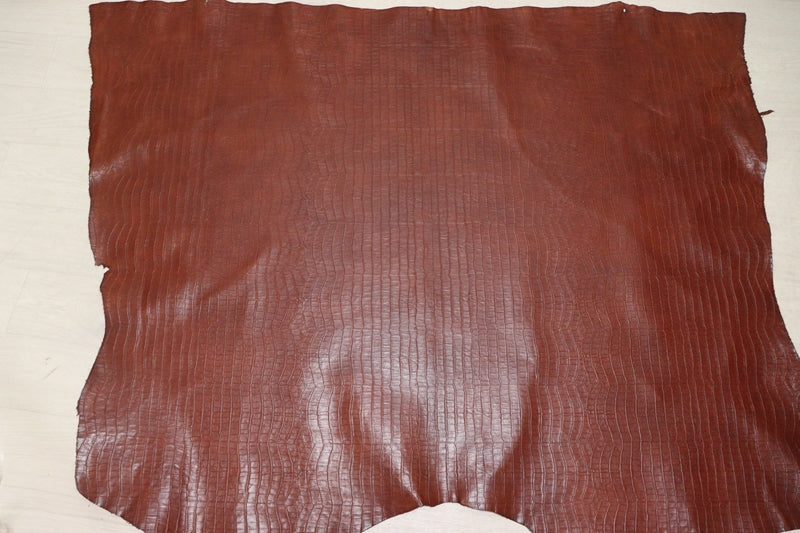 ds70円！[レッドブラウン]クラフトの定番 イタリアンレザー 牛革 ヌメ革 ショルダー クロコ型押し 145ds