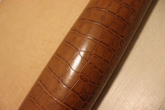 ds70円！[キャメル]新入荷 イタリアンレザー 牛革 ヌメ革 ショルダー クロコ型押し 上質 148ds