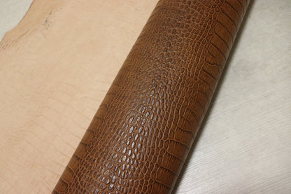 ds70円！[ブラウン]新入荷 イタリアンレザー 牛革 ヌメ革 ショルダー クロコ型押し 153ds