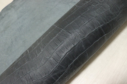 ds70円！[ネイビー]新入荷 イタリアンレザー 牛革 ヌメ革 ショルダー クロコ型押し 絞り加工 158ds