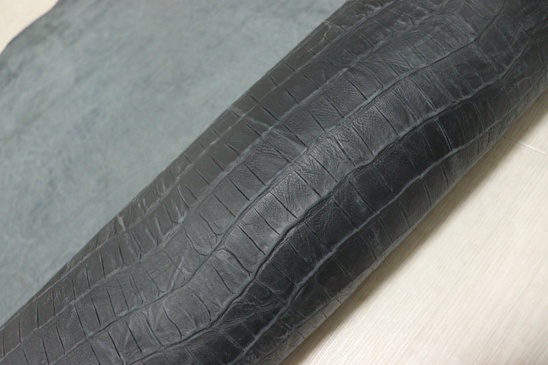 ds70円！[ネイビー]新入荷 イタリアンレザー 牛革 ヌメ革 ショルダー クロコ型押し 絞り加工 170ds