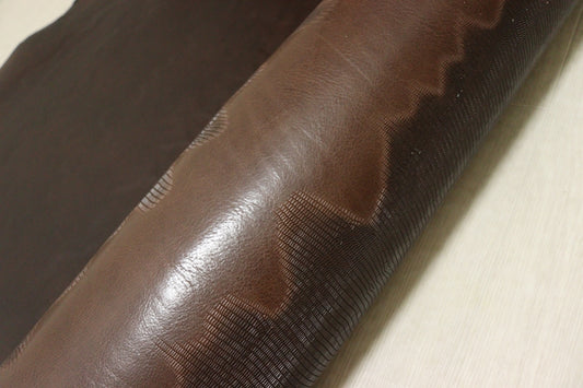 ds70円！[ヴィンテージブラウン]新入荷 イタリアンレザー 牛革 ヌメ革 ショルダー スムース×リザード型押し 180ds