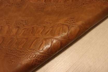 ds72円！[ブラウン]新入荷 イタリアンレザー 牛革 ヌメ革 ショルダー 背ワニ型押し 上質 104ds