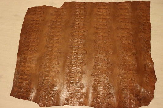 ds72円！[ブラウン]新入荷 イタリアンレザー 牛革 ヌメ革 ショルダー 背ワニ型押し 上質 104ds