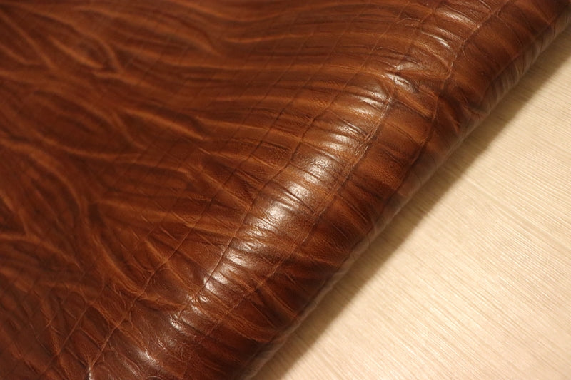 ds72円！[チョコブラウン]新入荷 イタリアンレザー 牛革 ヌメ革 ショルダー 絞り加工 クロコ型押し 118ds