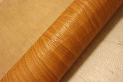 ds72円！[イエローキャメル]新入荷 イタリアンレザー 牛革 ヌメ革 ショルダー 絞り加工 クロコ型押し 137ds