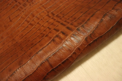 ds72円！[チョコブラウン]新入荷 イタリアンレザー 牛革 ヌメ革 ショルダー クロコ型押し 144ds