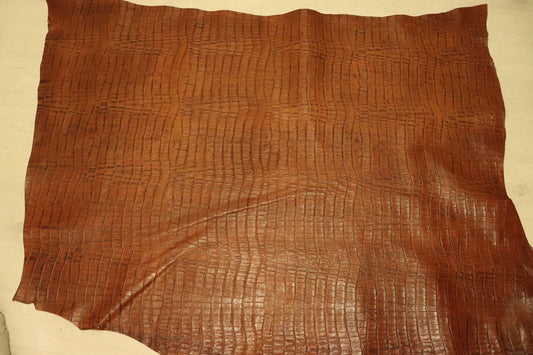 ds72円！[チョコブラウン]新入荷 イタリアンレザー 牛革 ヌメ革 ショルダー クロコ型押し 144ds