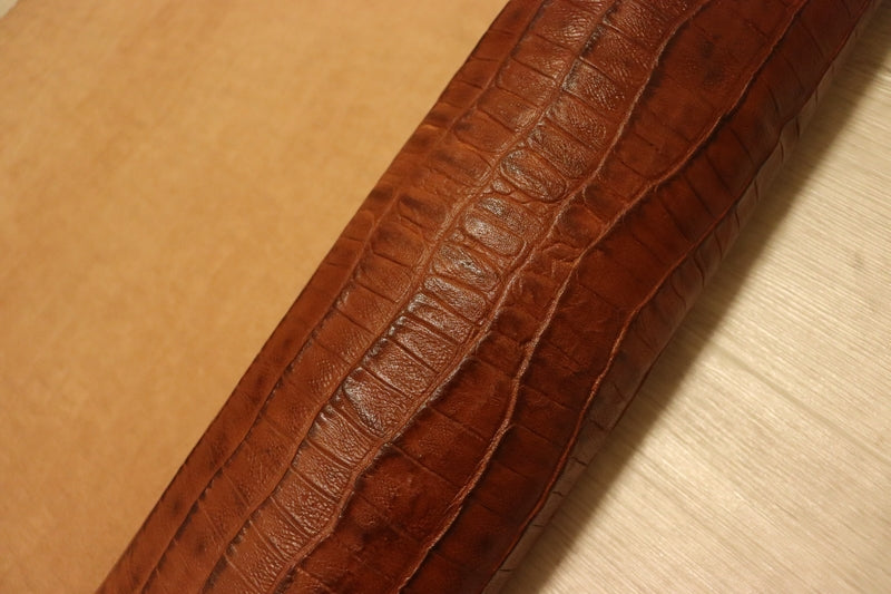 ds72円！[チョコブラウン]新入荷 イタリアンレザー 牛革 ヌメ革 ショルダー クロコ型押し 144ds