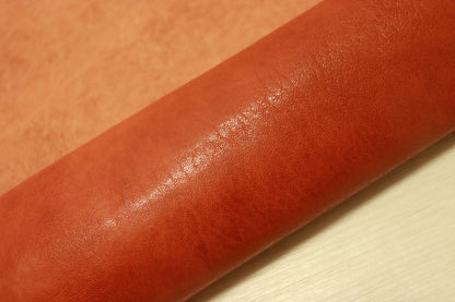 ds35円！新入荷！オレンジレッド　オイルナッパ　ヌメ革　80ds