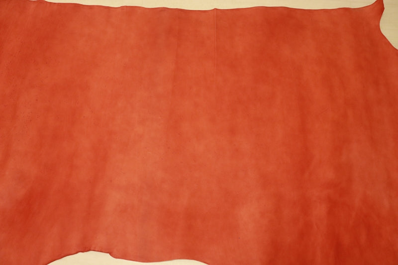 ds20円！[オレンジレッド]新入荷 国産 牛革 姫路レザー ヌメ革 シボ型押し 訳あり 214ds