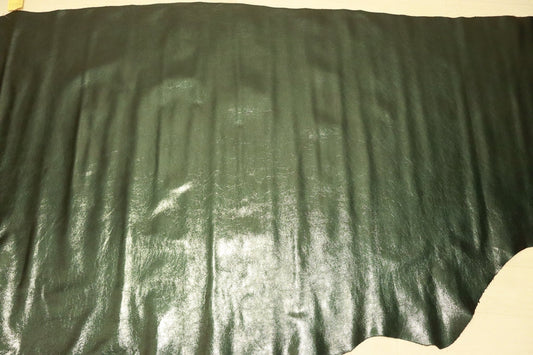 ds28円！[ダークグリーン]新入荷国産 牛革 エナメル シワ加工 266ds