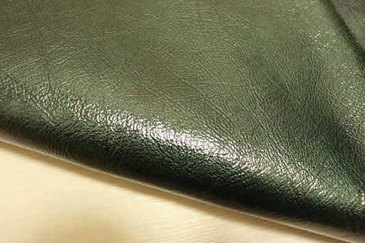 ds28円！[ダークグリーン]新入荷国産 牛革 エナメル シワ加工 65ds
